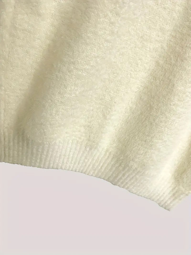 VogeLuxe | Women’s Fuzzy Knit Deer Embroidered Sweater