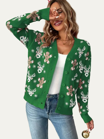 VogeLuxe | Women’s Festive Button Down Knit Cardigan