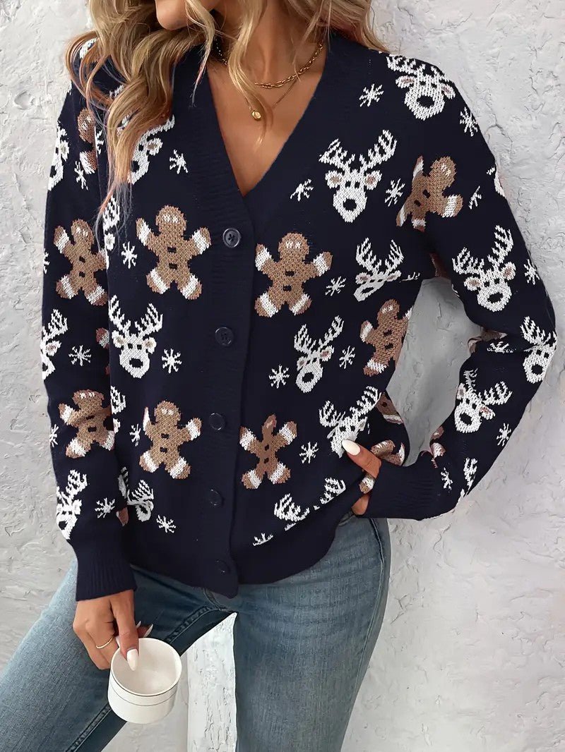 VogeLuxe | Women’s Festive Button Down Knit Cardigan