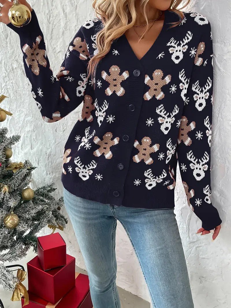 VogeLuxe | Women’s Festive Button Down Knit Cardigan