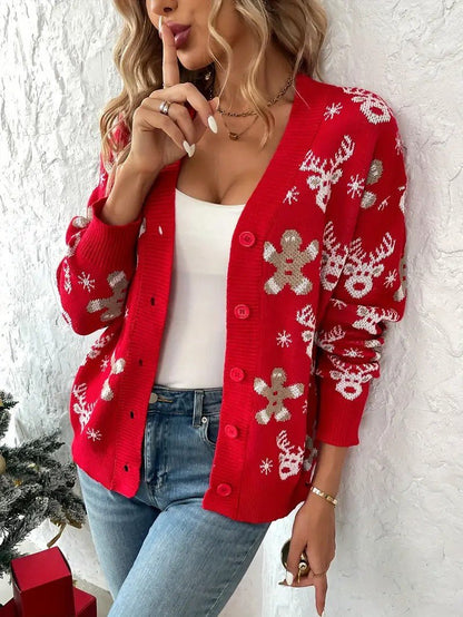 VogeLuxe | Women’s Festive Button Down Knit Cardigan