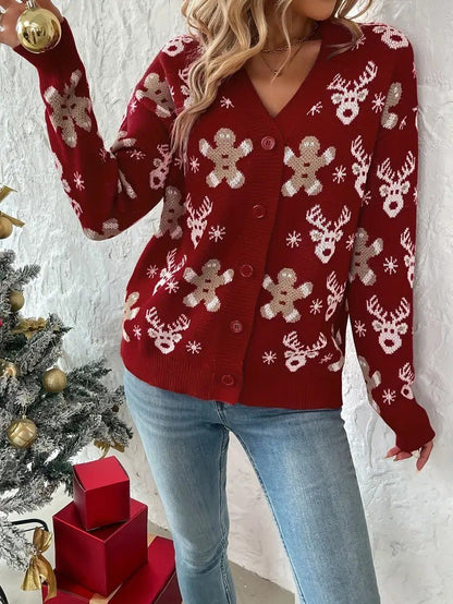VogeLuxe | Women’s Festive Button Down Knit Cardigan