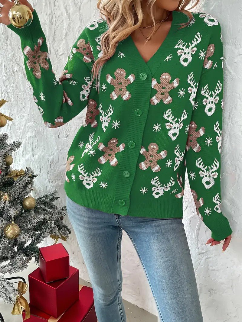 VogeLuxe | Women’s Festive Button Down Knit Cardigan