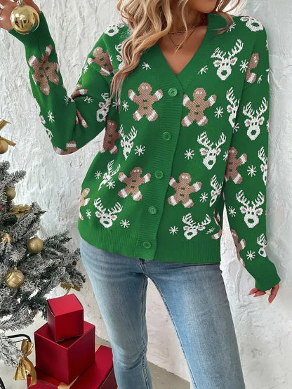 VogeLuxe | Women’s Festive Button Down Knit Cardigan