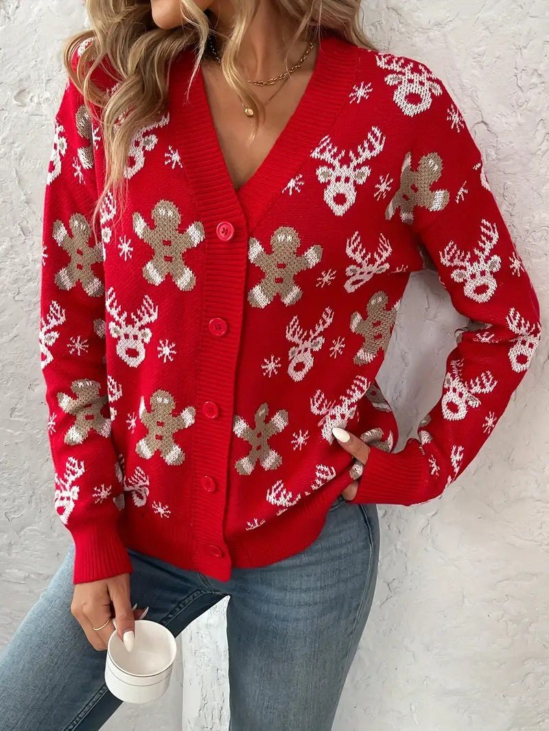 VogeLuxe | Women’s Festive Button Down Knit Cardigan