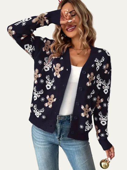 VogeLuxe | Women’s Festive Button Down Knit Cardigan
