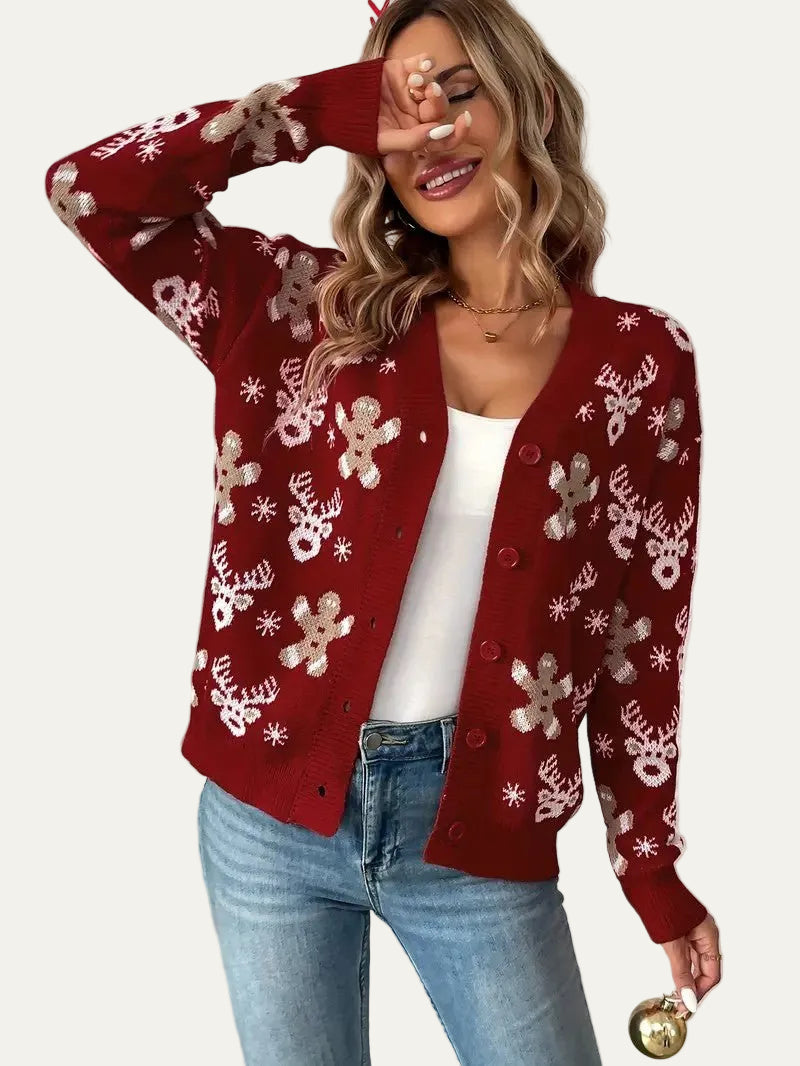VogeLuxe | Women’s Festive Button Down Knit Cardigan