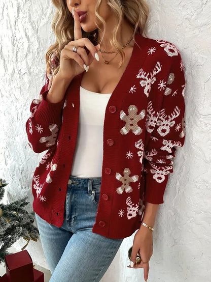 VogeLuxe | Women’s Festive Button Down Knit Cardigan