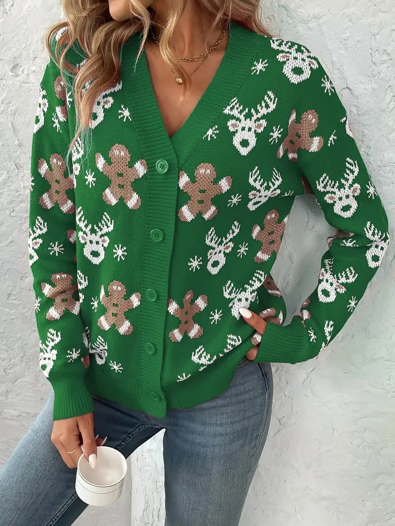 VogeLuxe | Women’s Festive Button Down Knit Cardigan