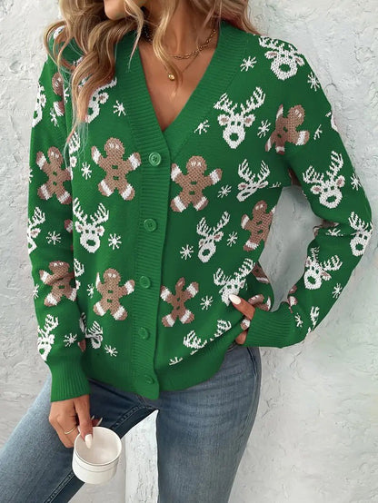 VogeLuxe | Women’s Festive Button Down Knit Cardigan