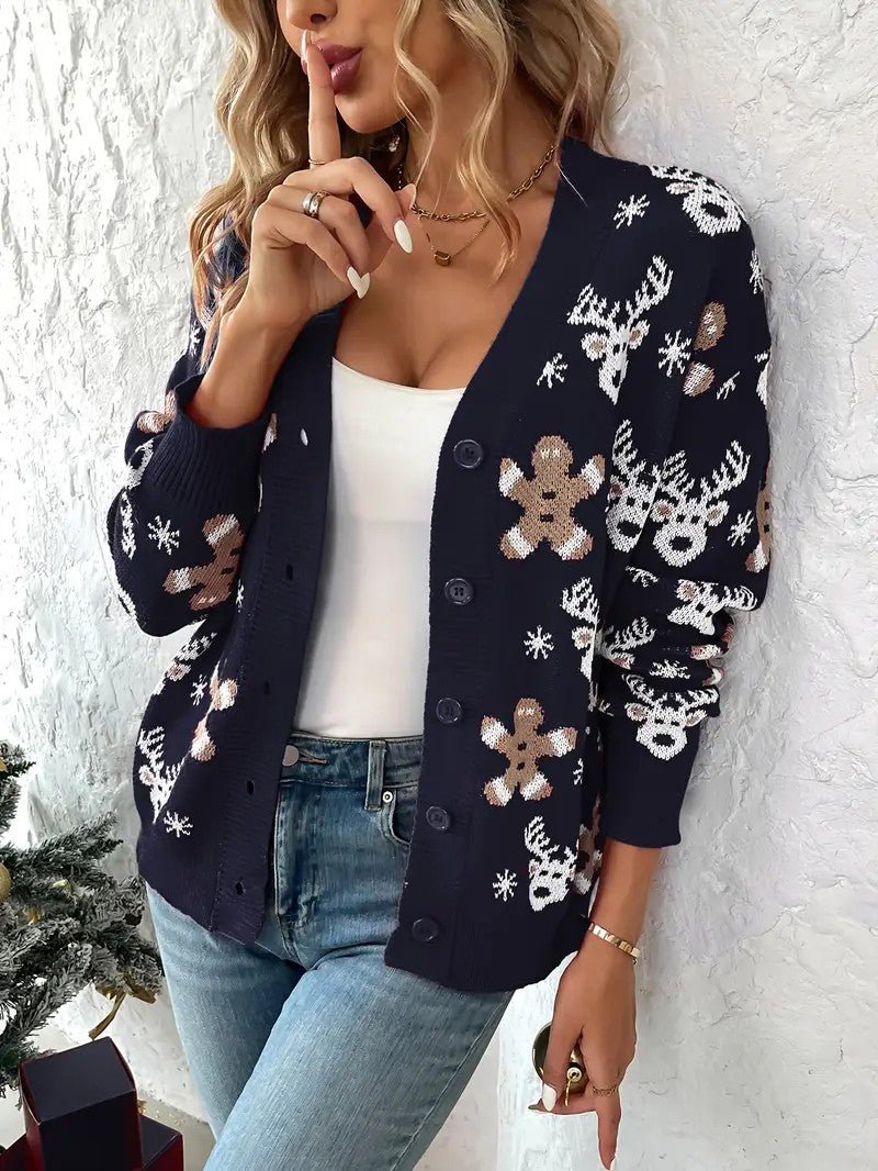 VogeLuxe | Women’s Festive Button Down Knit Cardigan