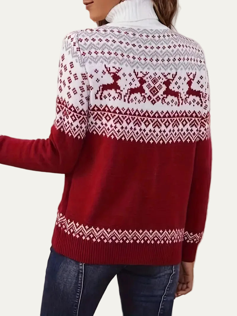 VogeLuxe | Women’s Fair Isle Turtleneck Knit Sweater