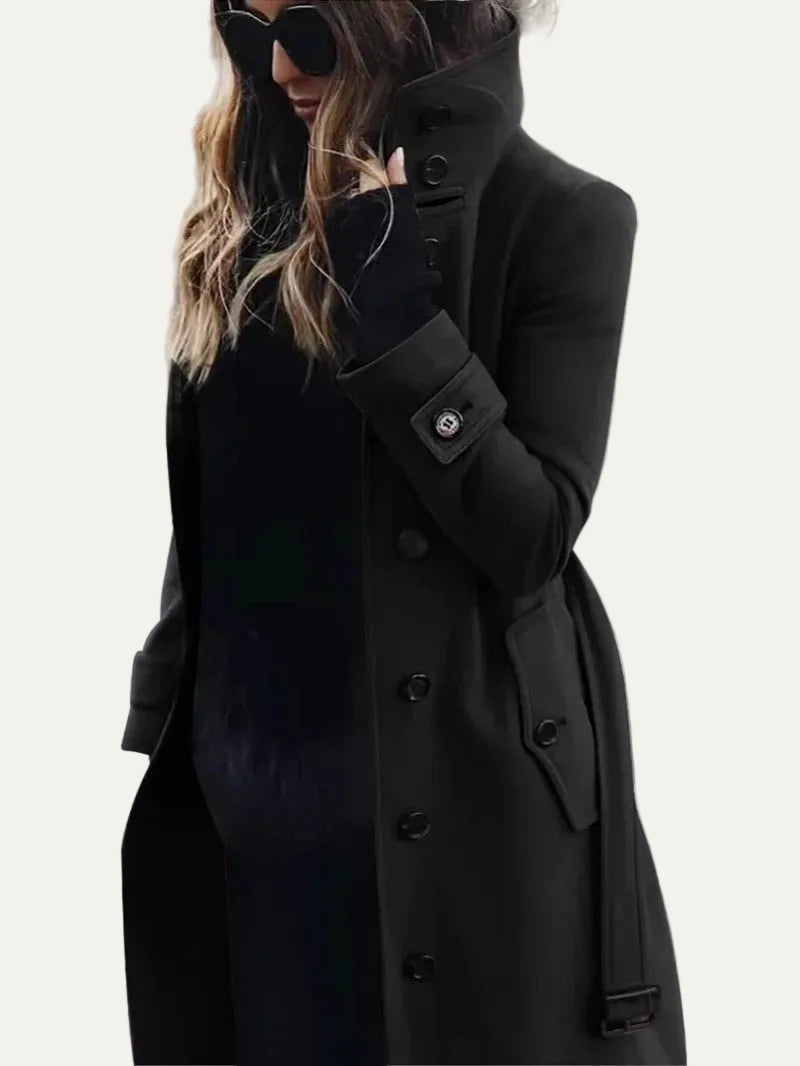 VogeLuxe | Women’s Longline Wool Style Buttoned Overcoat