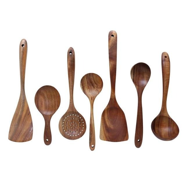 Natural Teak Cooking Utensil Set - BritishElegance