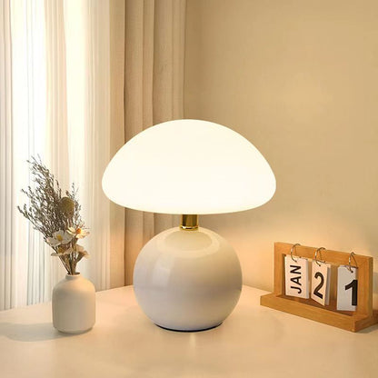 Rustic Cream Mushroom Table Lamp in Classic Retro Style - VogeLuxe